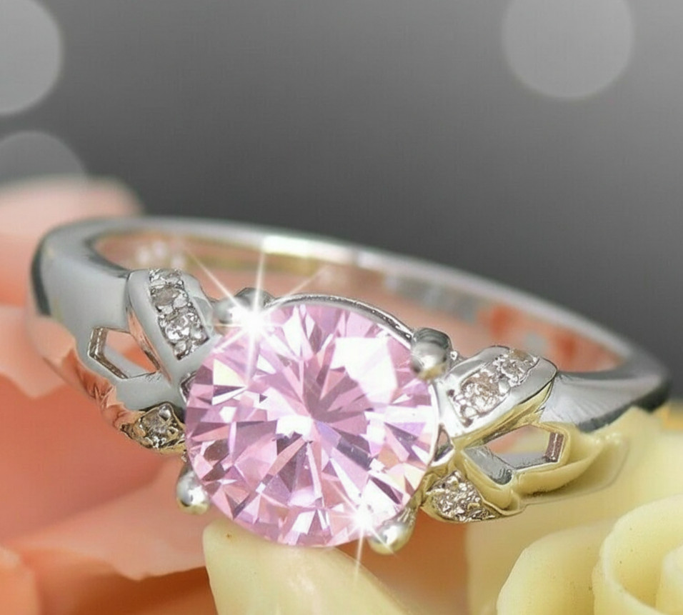 RARE 5.00 Ct Certified Round Shape Natural Pink Diamond Ring White Gold Finish