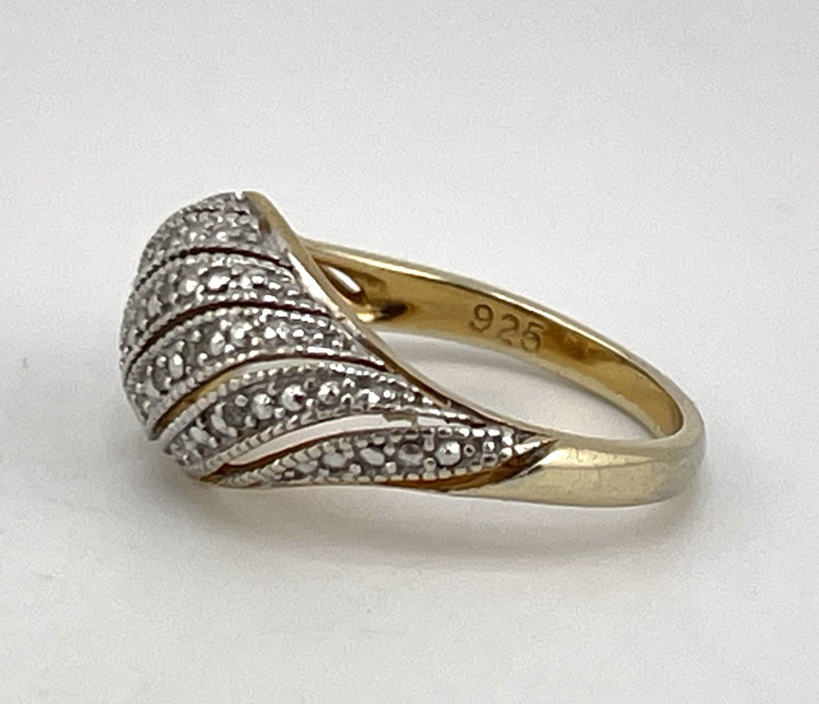 VINTAGE NVC RING Gold on 925 Sterling Silver w/Pave CZ’s/Size 7/weight 3.2grams