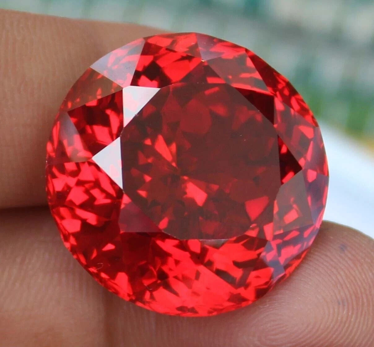 55 Ct Natural Red Zircon Round Cut Certified Loose Rare Quality Gemstone