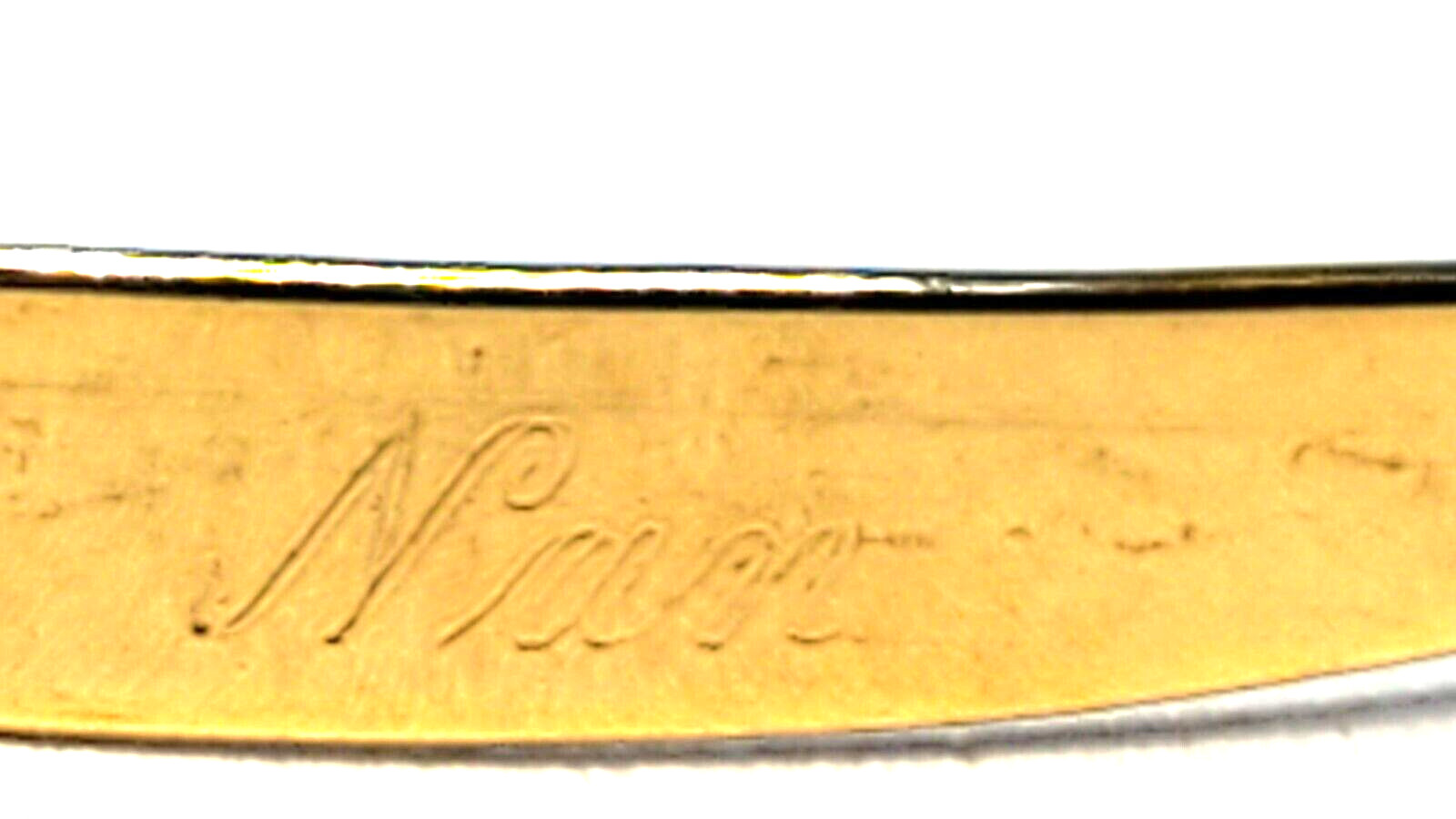 Vintage Cuff Bracelet ENGRAVED NAN Gold Tone Signed Napier @ trueblue0080 -h12