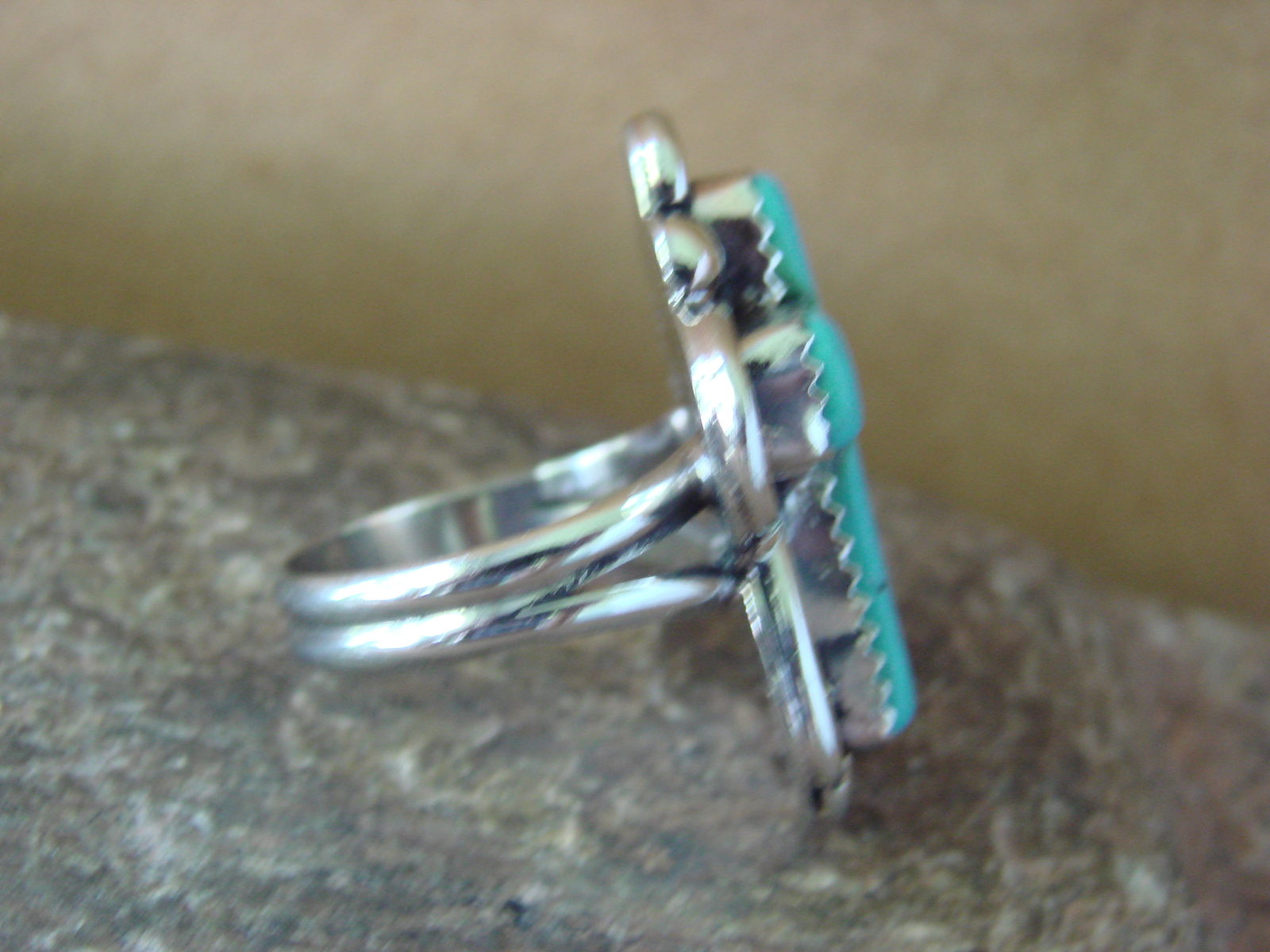 Native American Nickle Silver Turquoise Cross Ring Size 8 by Phoebe Tolta