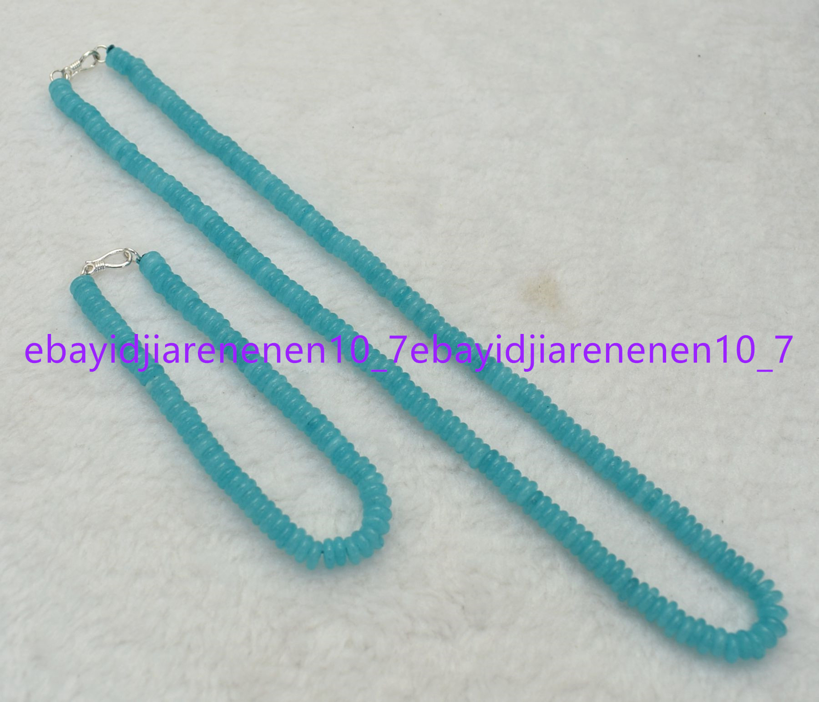 3x8mm 4x10mm Natural Blue Aquamarine Gemstone Abacus Beads Necklace Bracelet Set