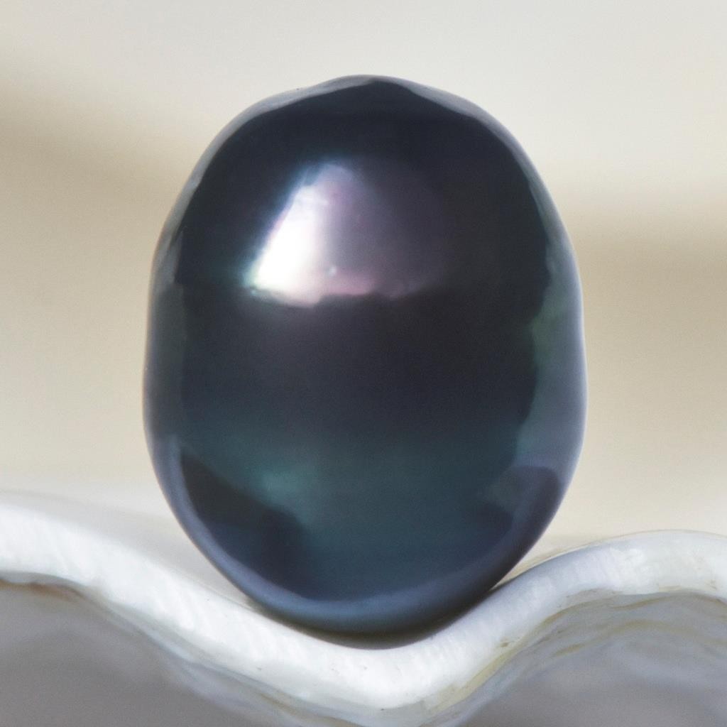 7.60 cts Tahitian South Sea Pearl 12.60mm Charcoal Black Baroque 1.82g undrilled