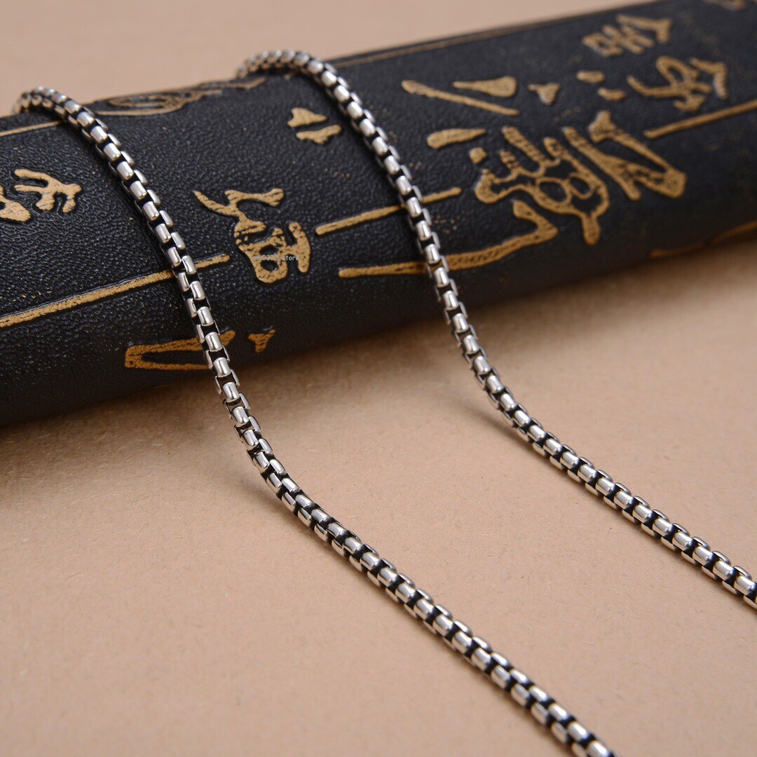 Real S925 Sterling Silver Chain Men Women 3mm Round Wheat Link Chain Necklace