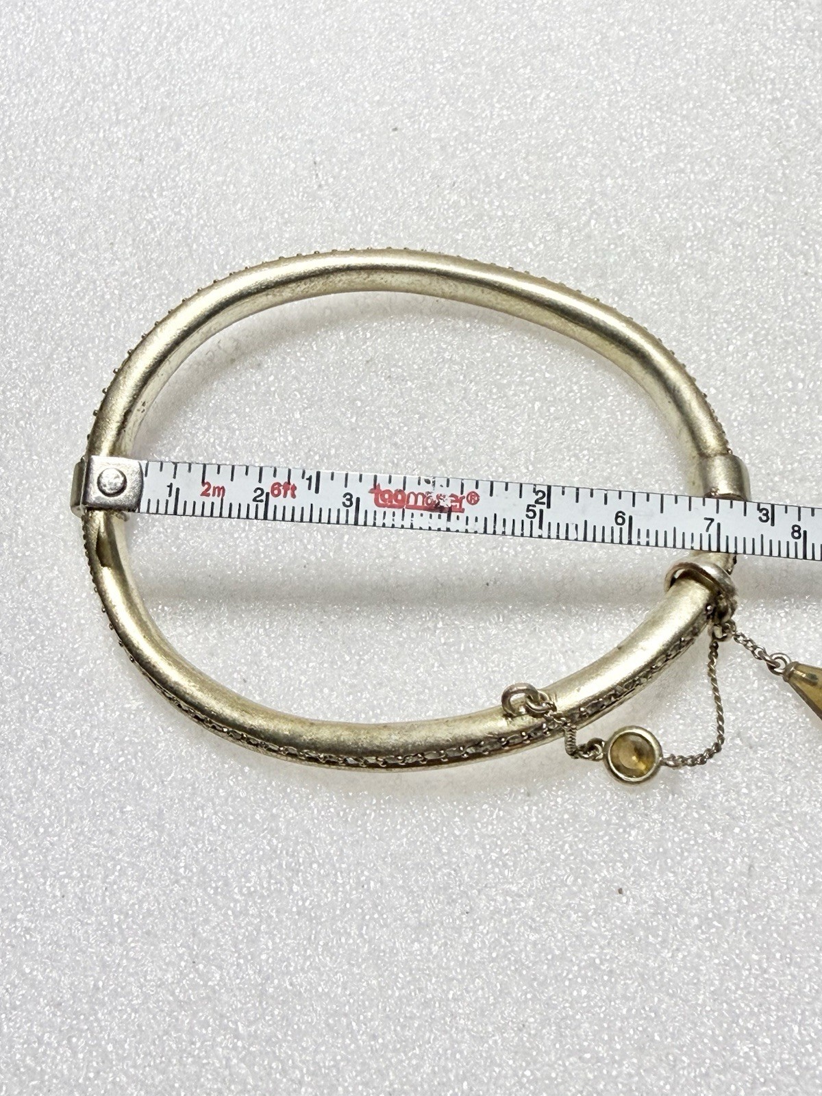 KCR Kenneth Cole Matte Gold Tone Marcasite & Amber Crystal Boho Wavy Bangle