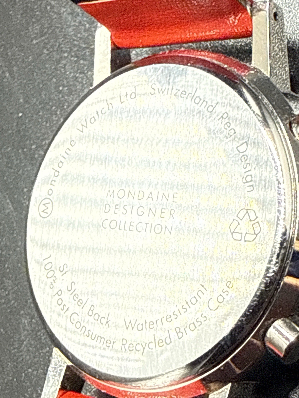 Mondaine Classic Neo Swiss Chronograph Panda Watch 36m Red Leather MSD.41410.LBV