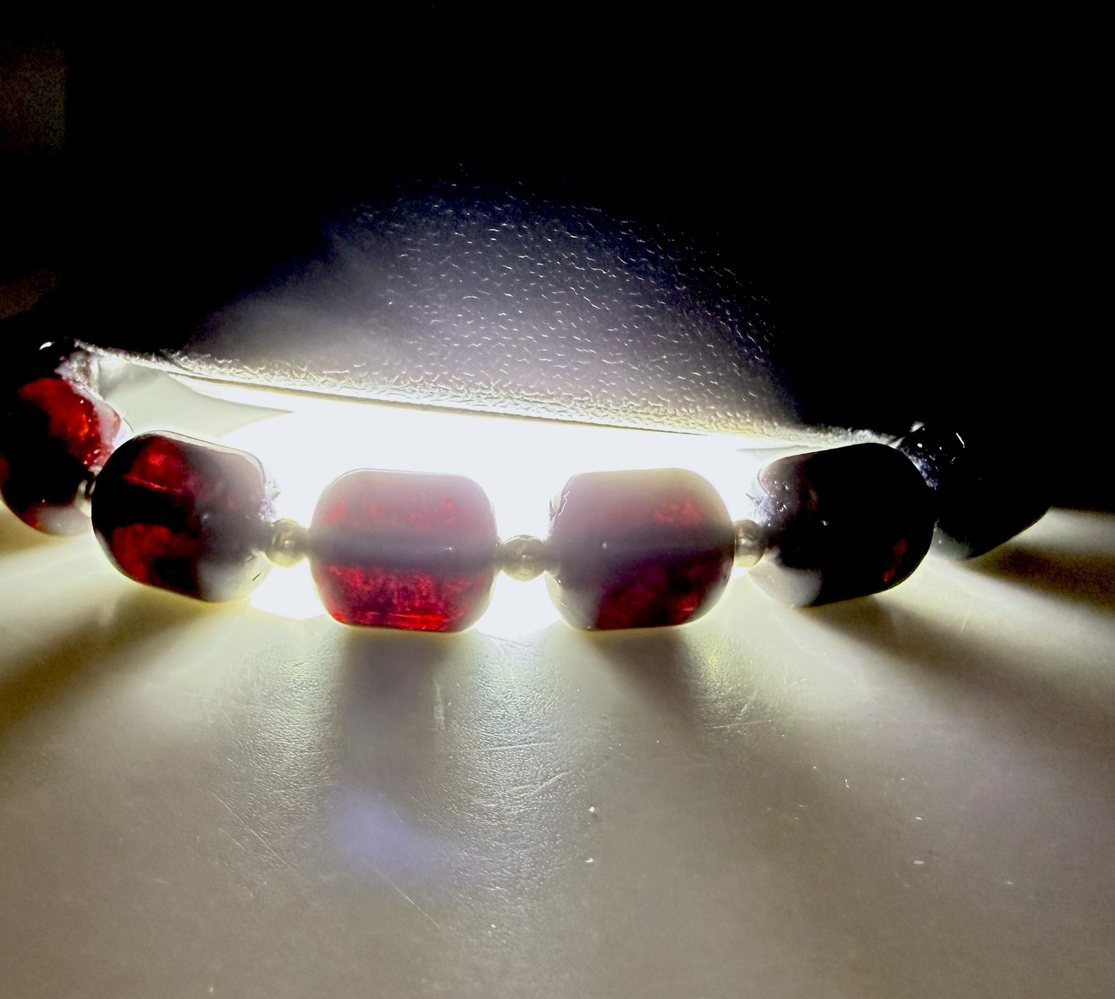Baltic Amber Beaded Bracelet Cherry 11x9mm Barrel Stretch Healing 11.6g