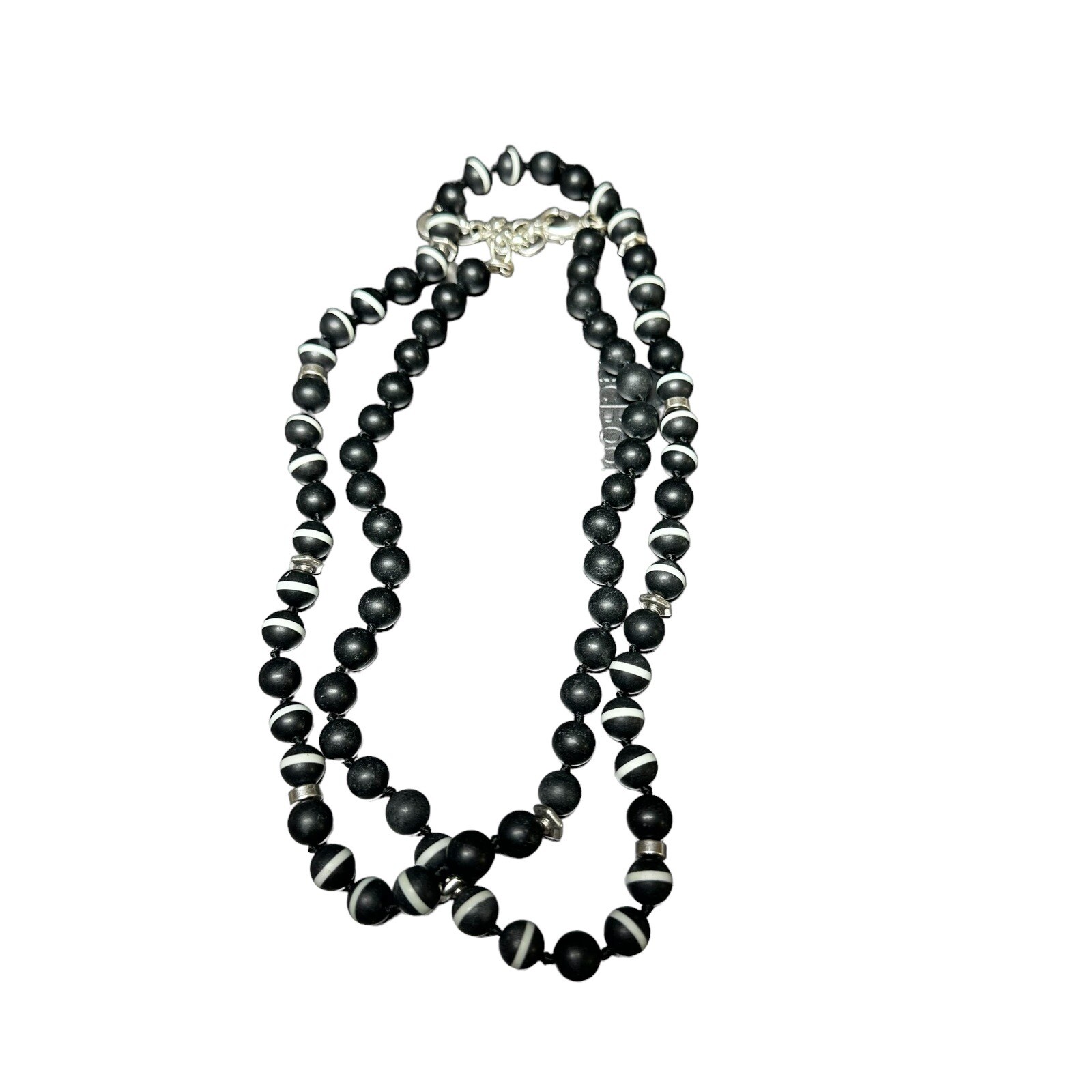 NWT Stella & Dot White Black Rayna Rebel BEADED NECKLACE ONLY Long EUC