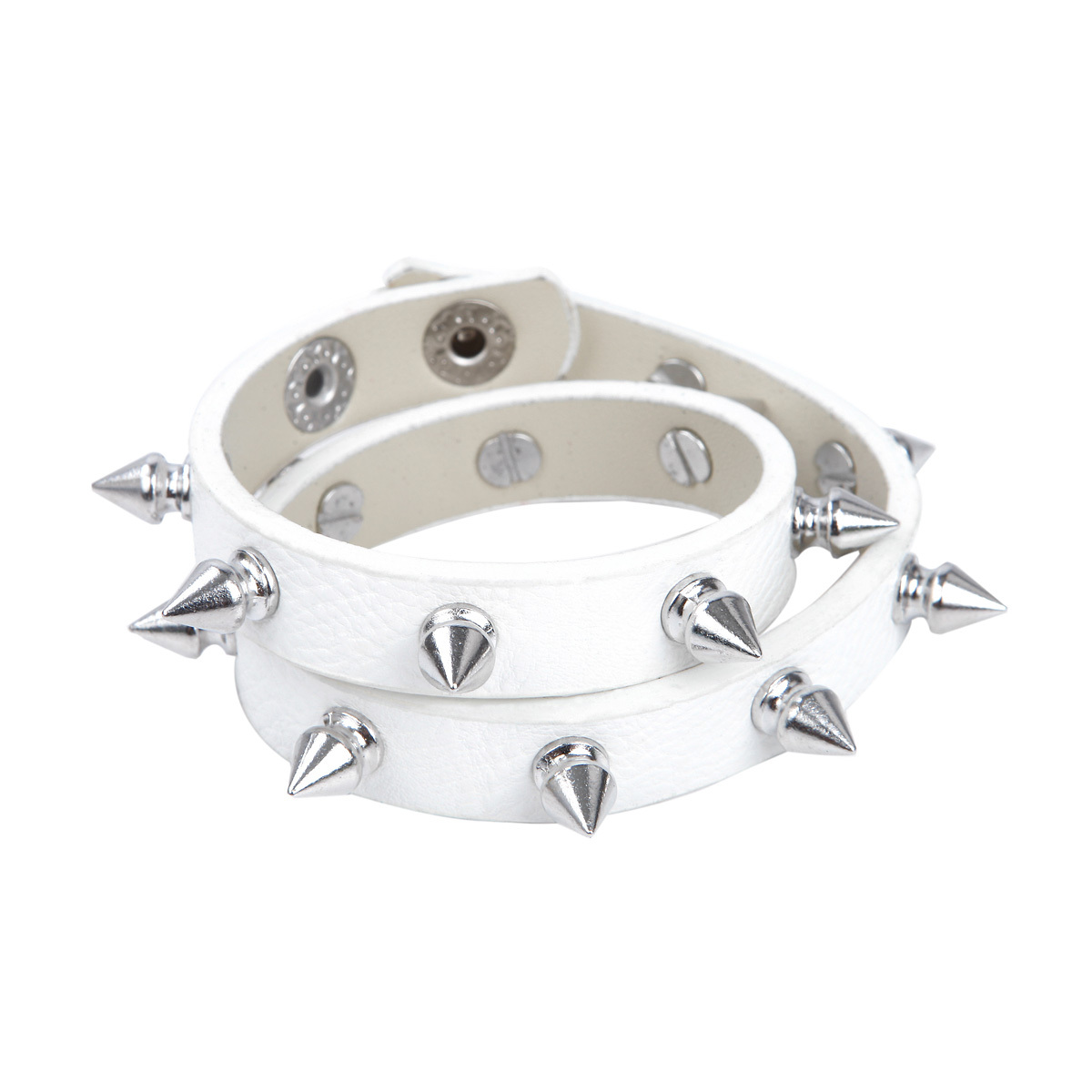 Premium Thin Spike Studded PU Leather Bracelet Choker 15.5″&17.5″ – Diff Colors