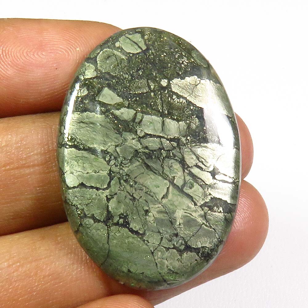 NATURAL MARCASITE CABOCHON OVAL SHAPE 37 Cts. LOOSE GEMSTONE FREE SHIPPING MC-01