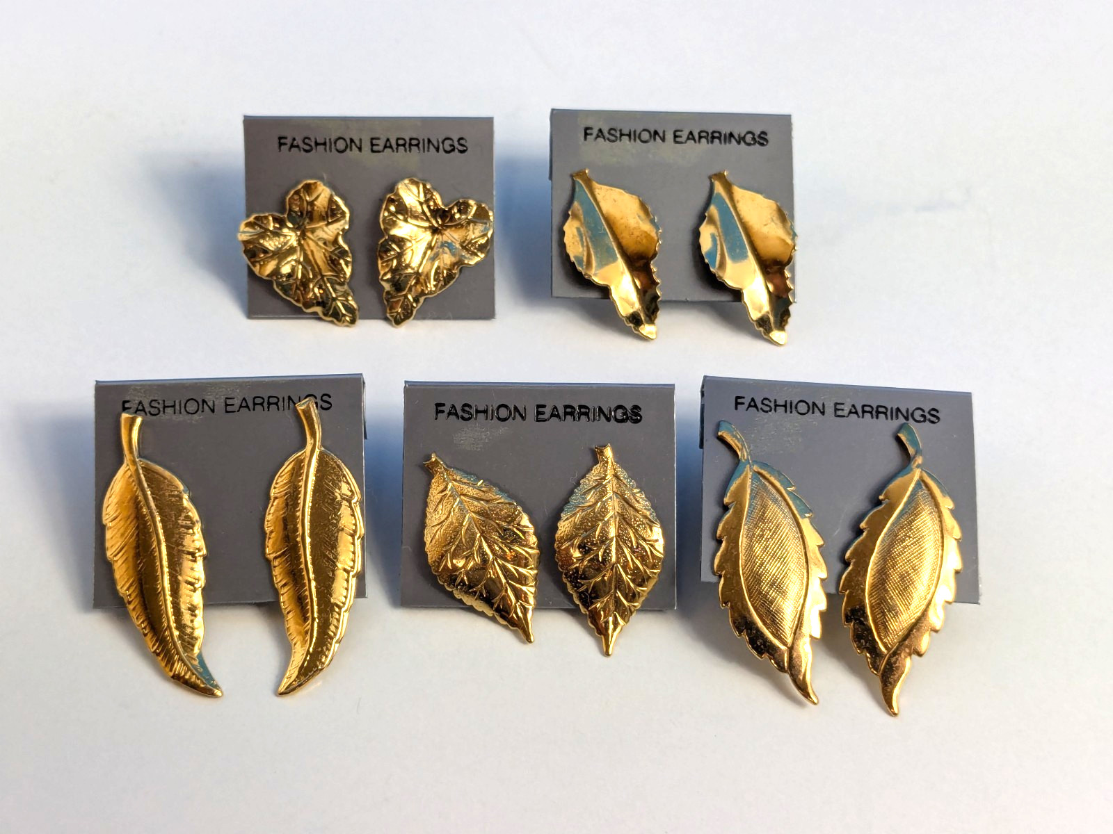 Leaf Leaves Tree Plant Vintage 80s Earrings 5 pair Lot