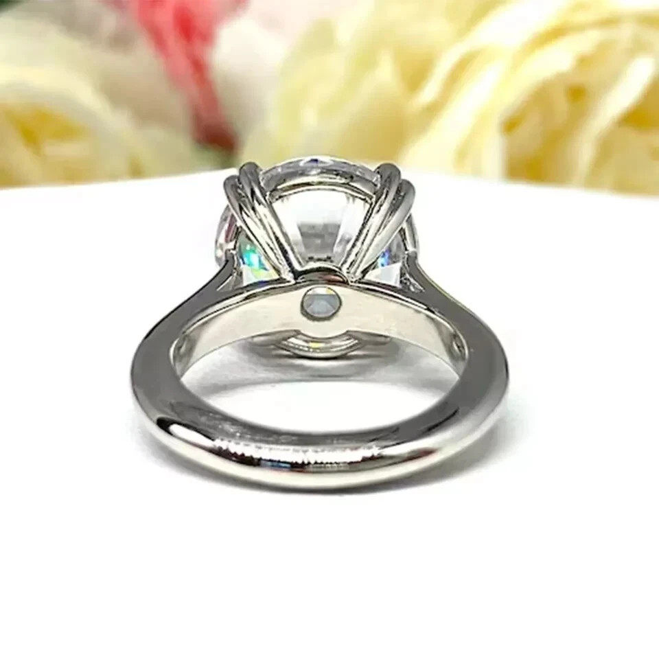 RARE 6.70 Ct Certified White Diamond Round Cut Solitaire Ring In 925 Silver