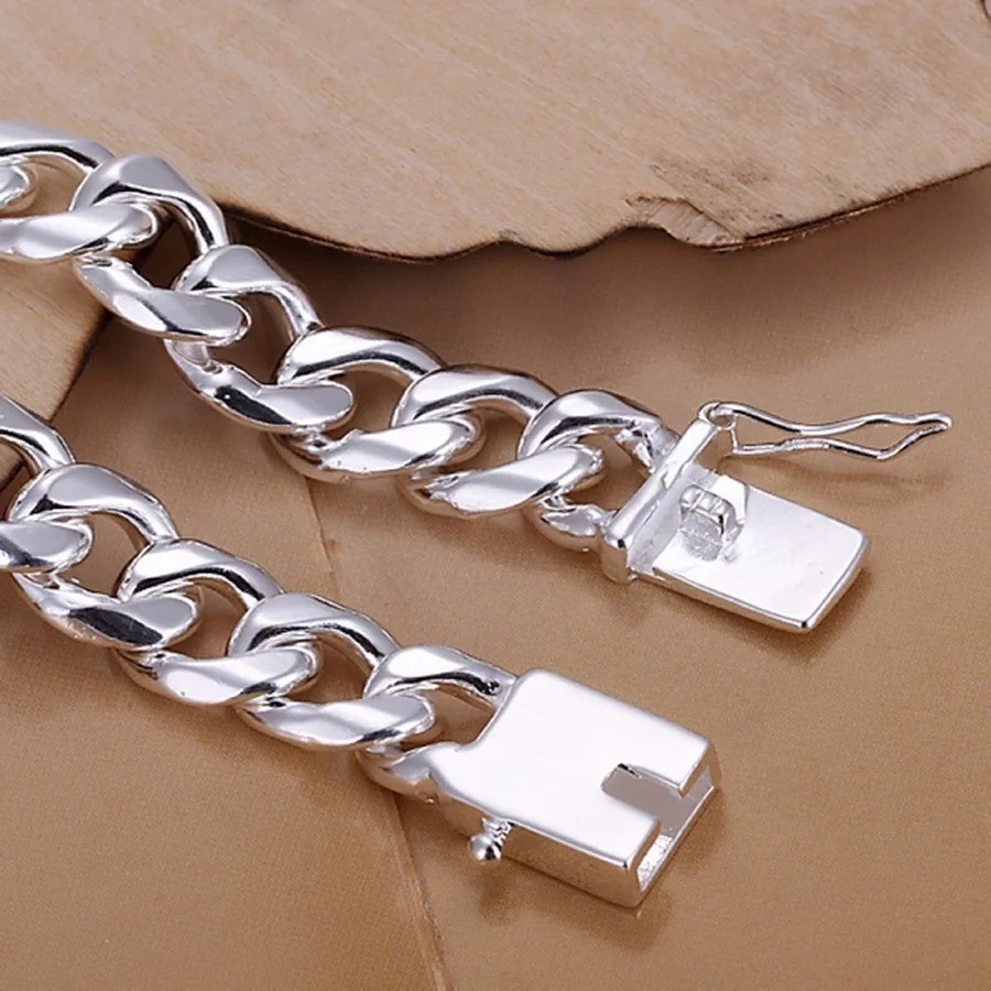10MM Solid 925 Sterling Silver Bracelet 8″ 20cm Classic Chain Jewelry Men