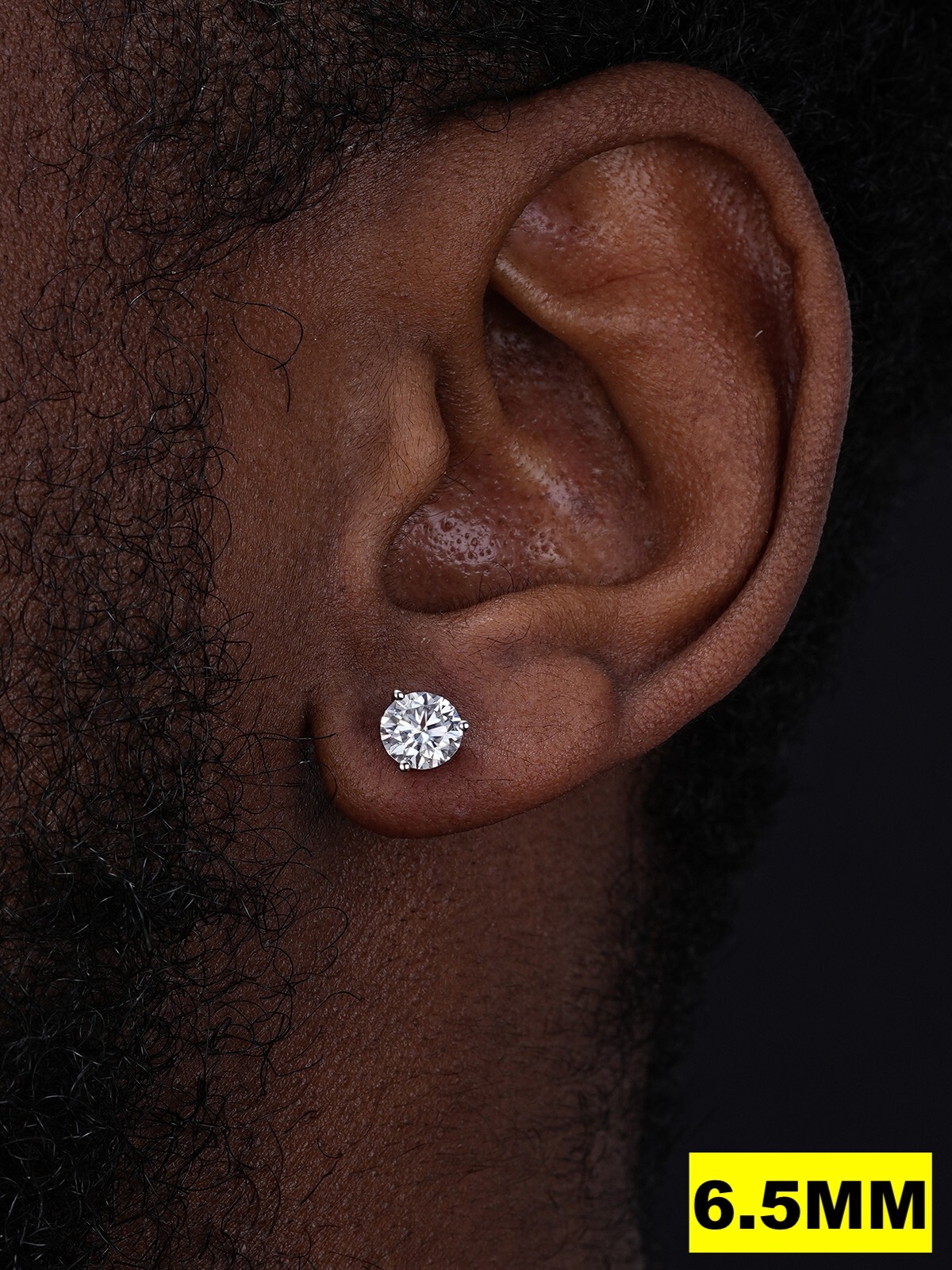 Real Moissanite Pushback Stud 3 Prong Martini Earrings 925 Silver Hip Hop 3-10mm