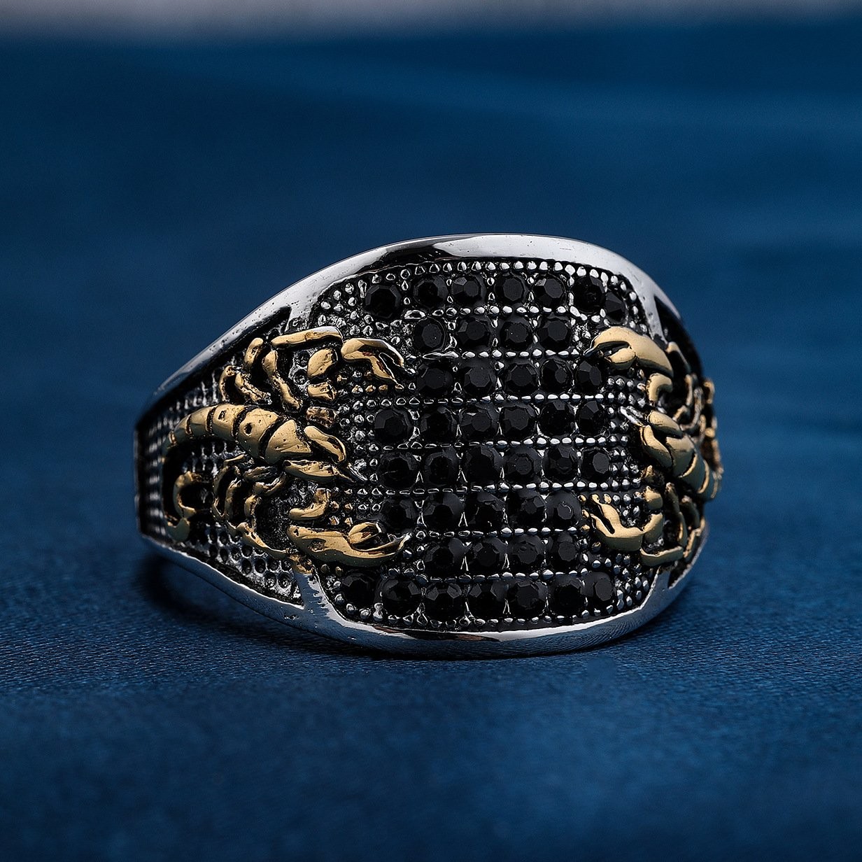 JXC Mens Women Gold Tone CZ Scorpio Zodiac Scorpion Ring Size 6 7 8 9 10 11-15