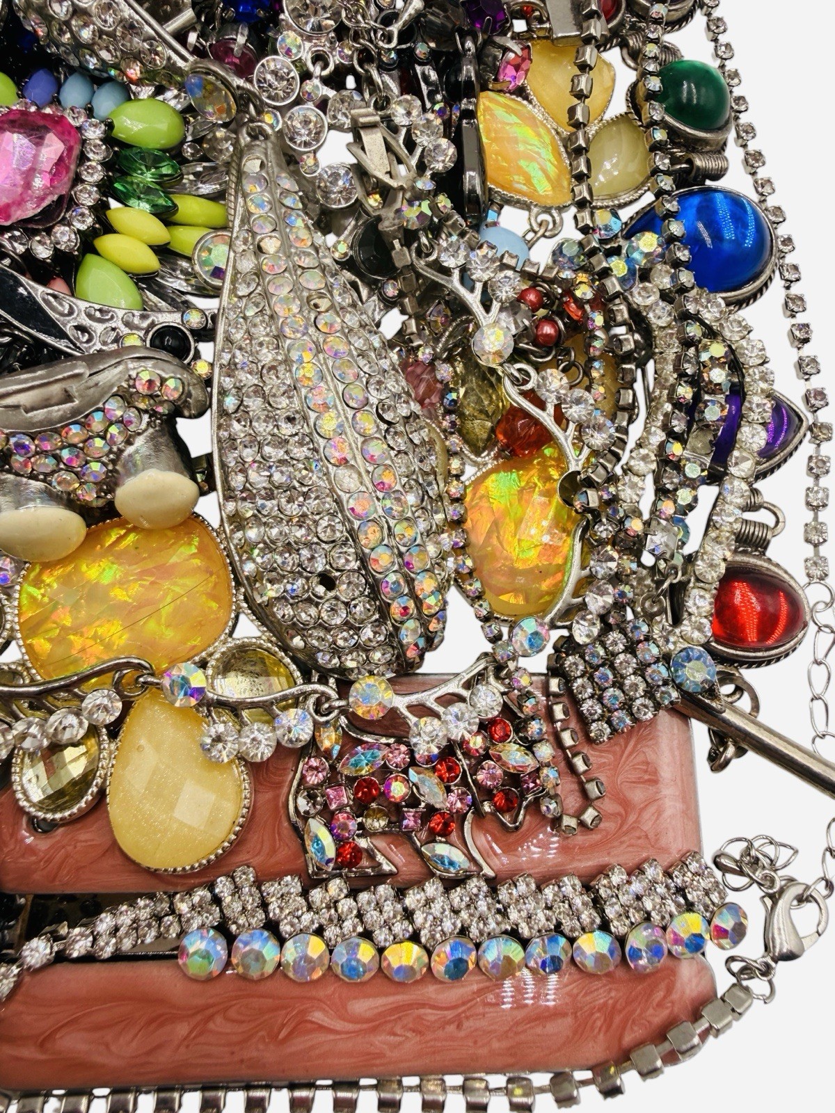 Vintage Lbs AB Multi Rhinestone Repair Craft Scrap Wedding Christmas Jewelry Art