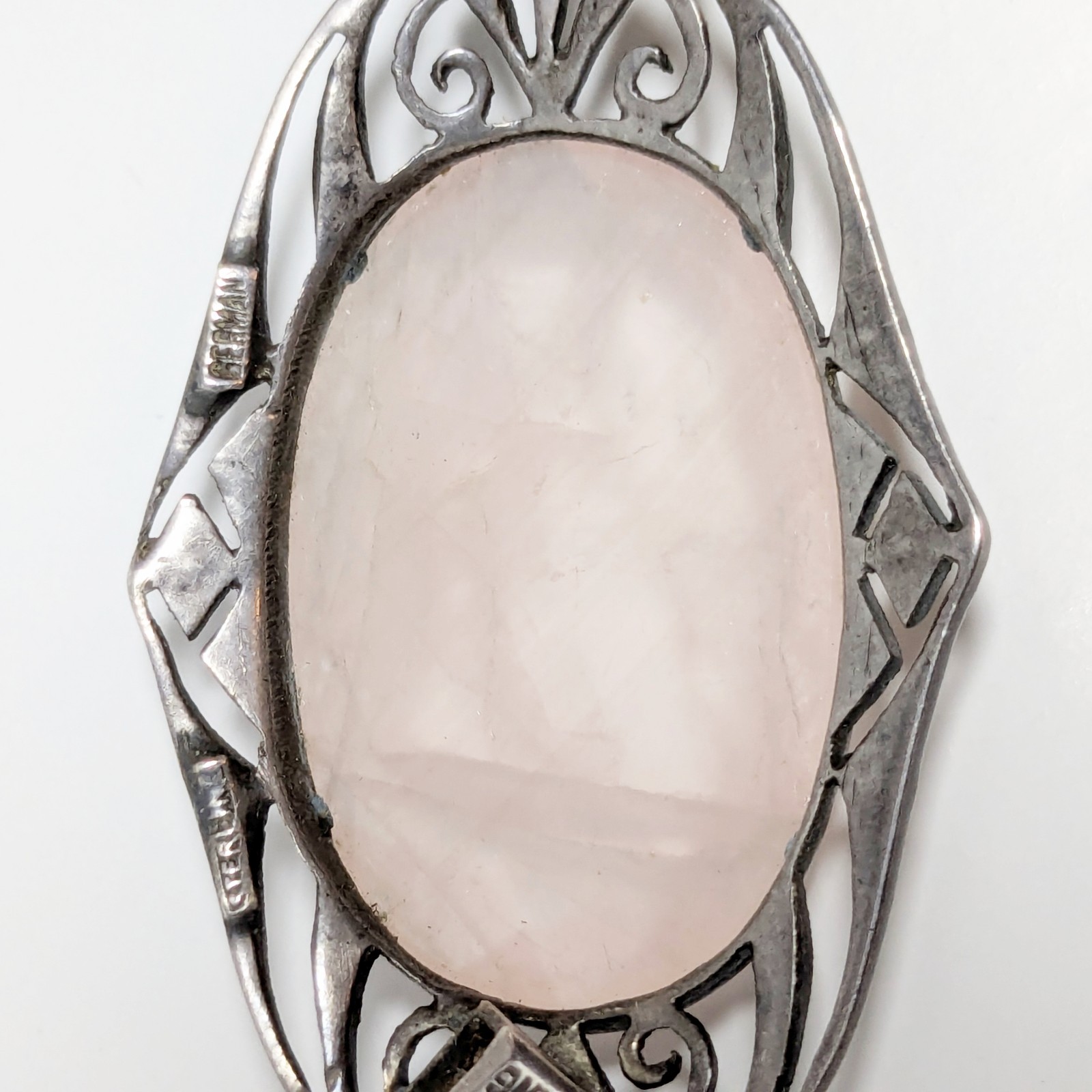 Vintage Sterling Silver Pink Quartz Germany Clasp Missing stone For fix or parts