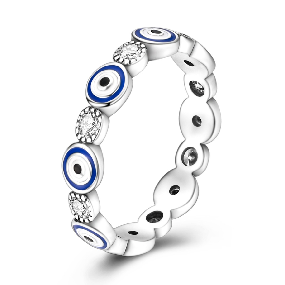 LAZA New 925 Sterling Silver The Blue Eye Faith Finger Ring AAA CZ Women Jewelry