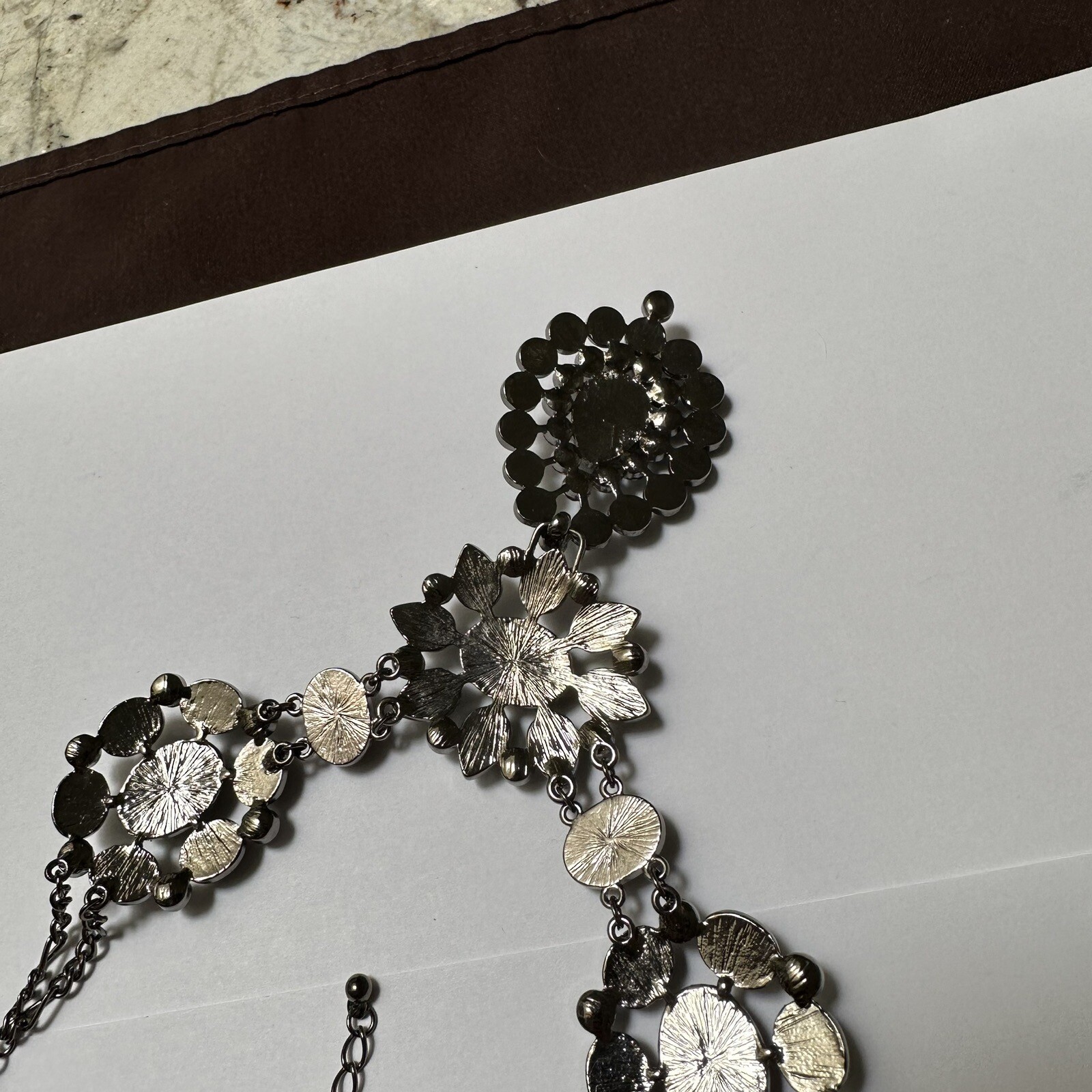 Black / Blue Rhinestone Statement Necklace Adjustable Length