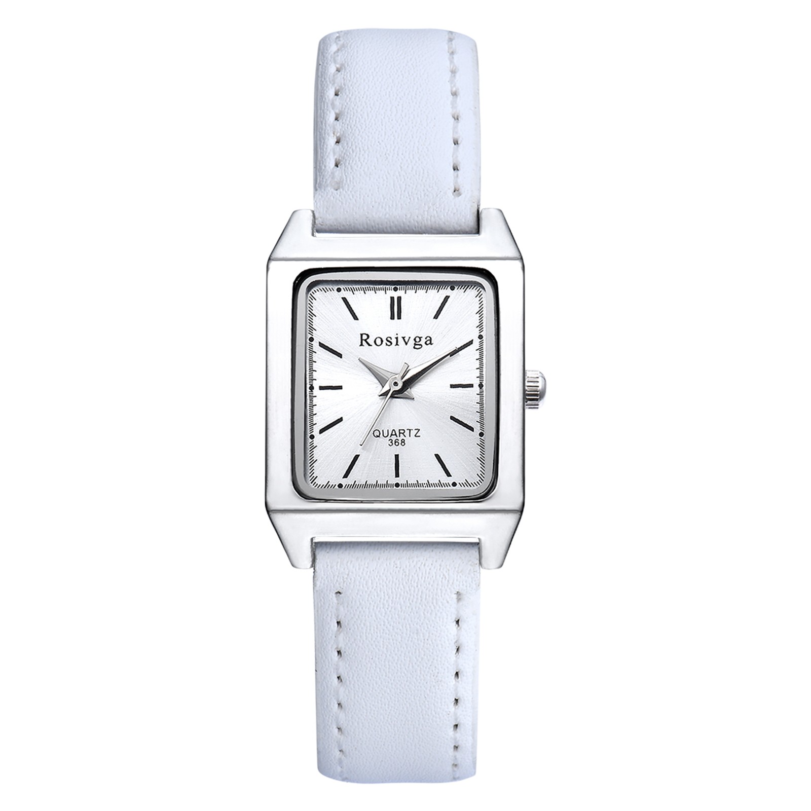 Women Soft PU Leather Band Quartz Elegant Rectangle Dial Wristwatch for Ladies
