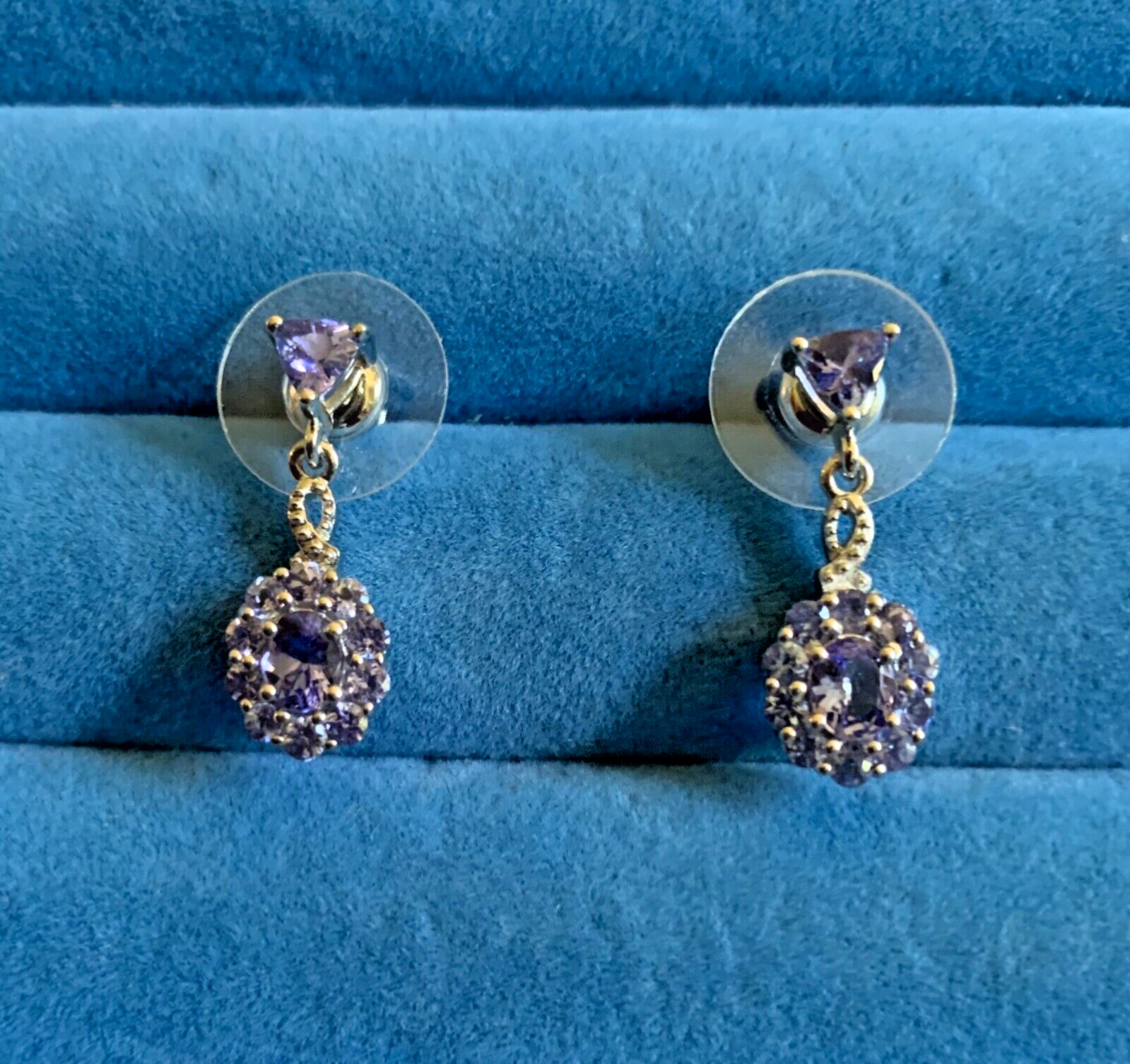 Tanzanite Dangling Earrings in Platinum Over Sterling Silver – 1.90 ctw.