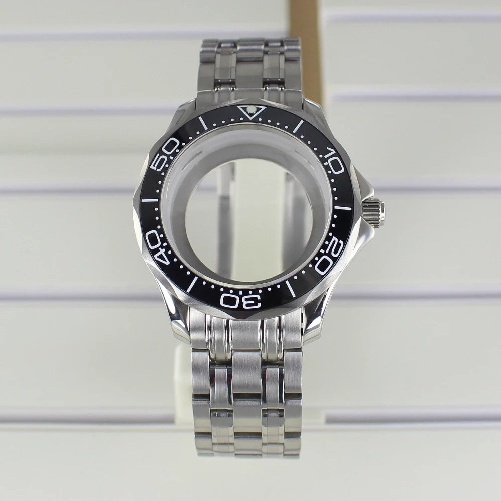 41mm Silver Watch Case 316L for Seamaster 300 NH35 NH36 NH38 NH34 Sapphire Glass