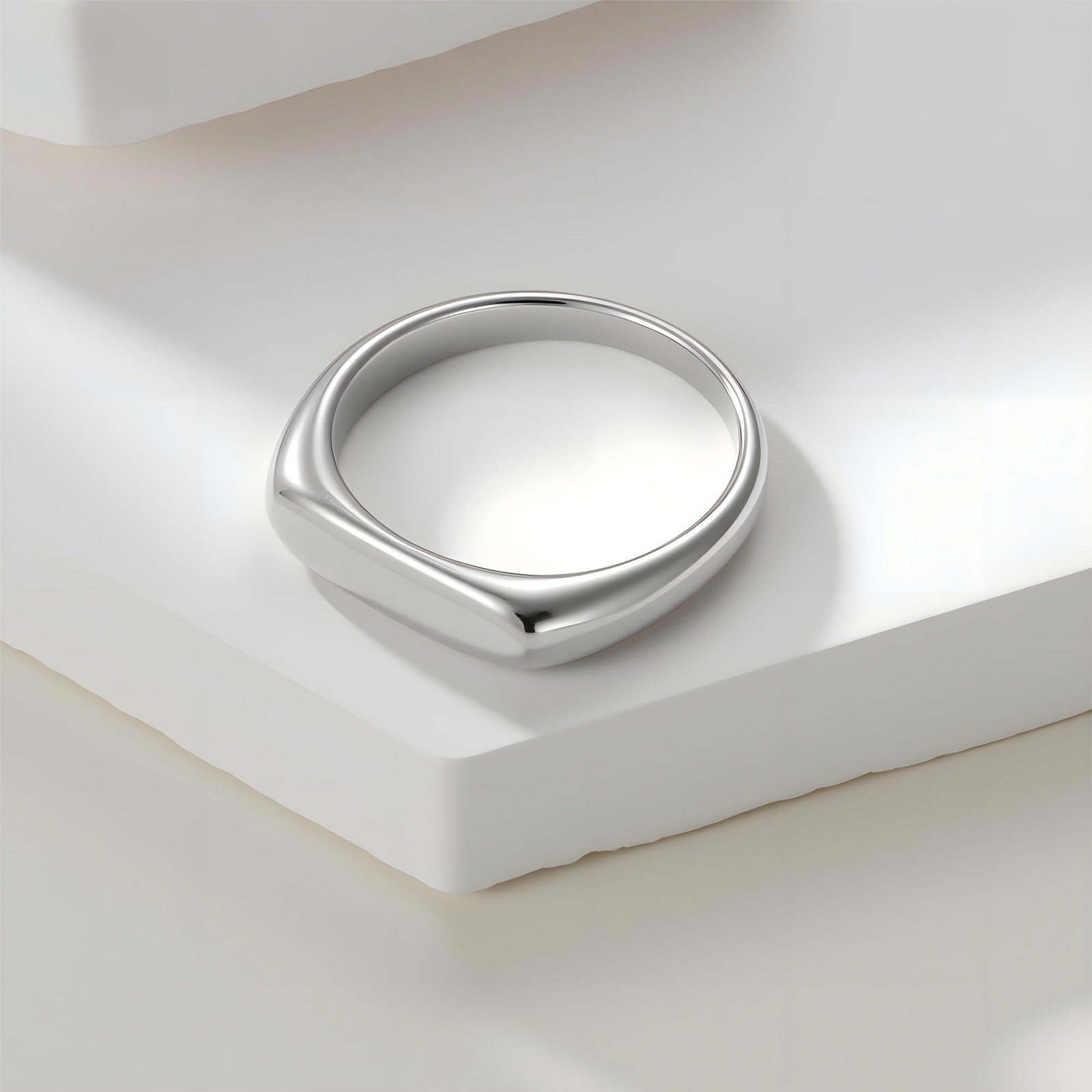 Mens Square Signet Rings Pinky Thumb Biker Ring for Men High Polished Plain W…