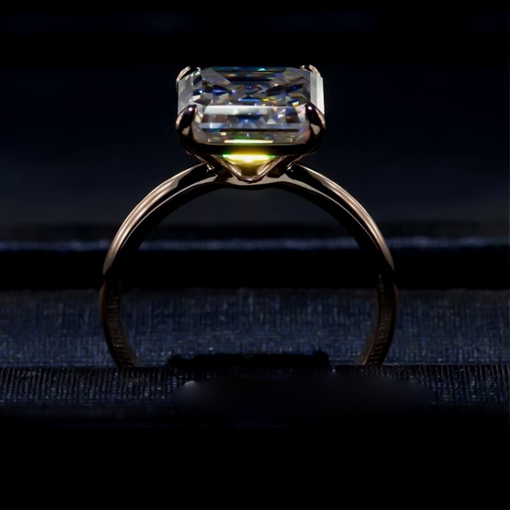 4.90 Ct Certified Asscher Cut Diamond 925 Silver Ring New Year Special Gift