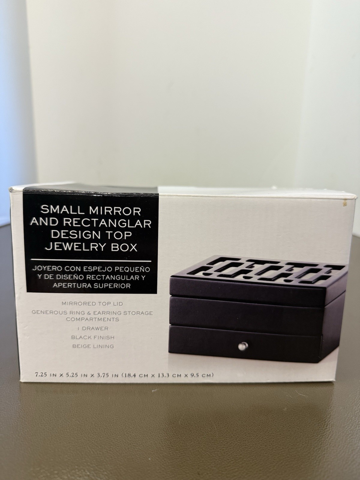 Small Mirror Jewelry Decorative Mini Wooden Table Top Jewelry Cabinet Box