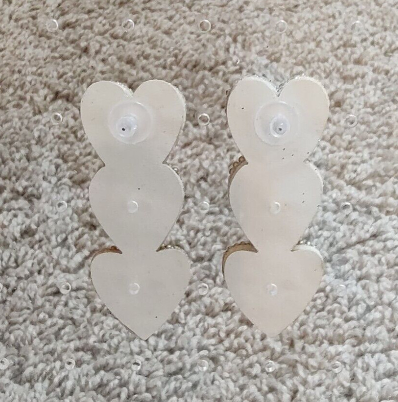 Heart Earrings Seed Rice Bead Pink Gold White Lightweight New Wedding Valentine