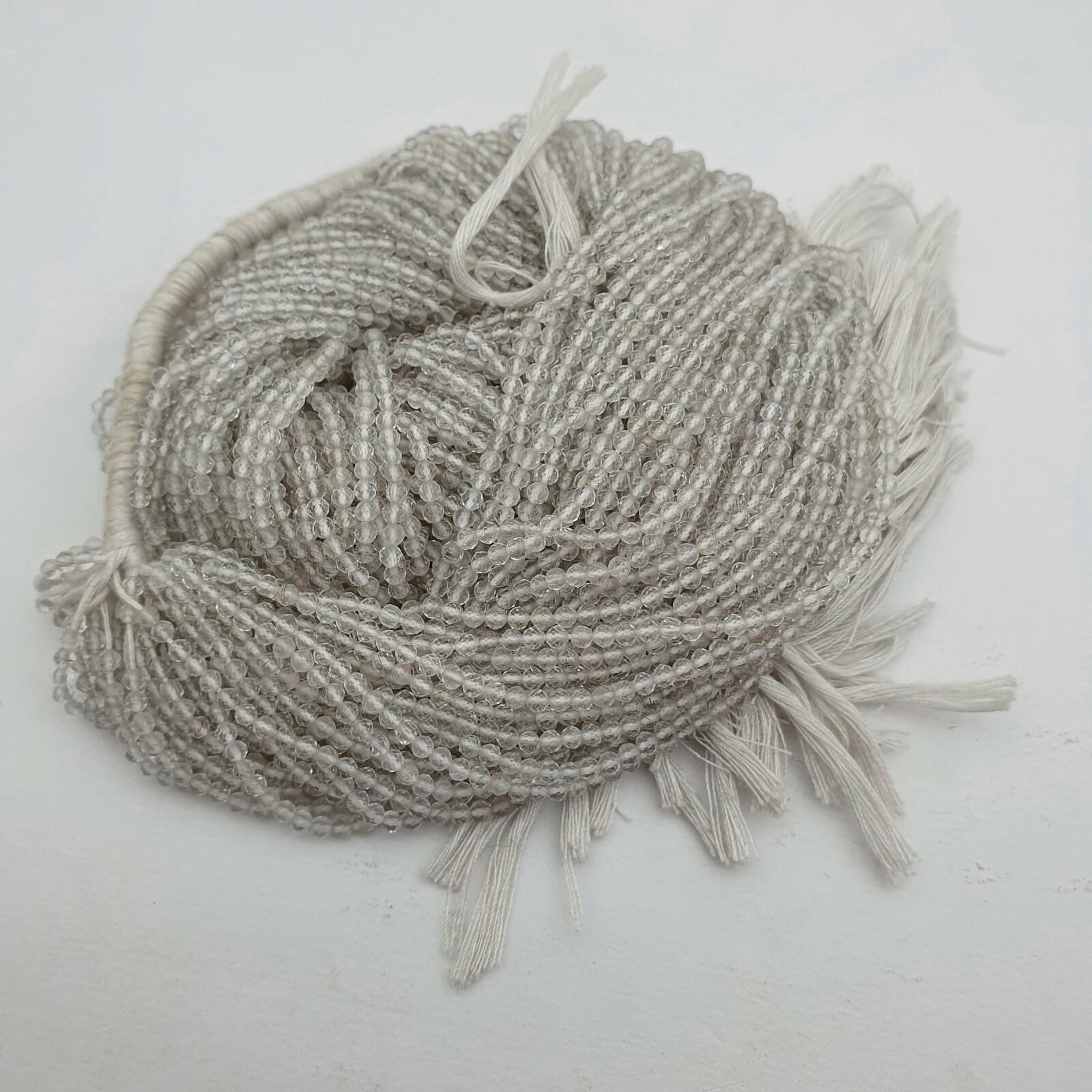 Natural Crystal Quartz Roundelle Faceted Beads Strand 2.40 MM 13 Inch.