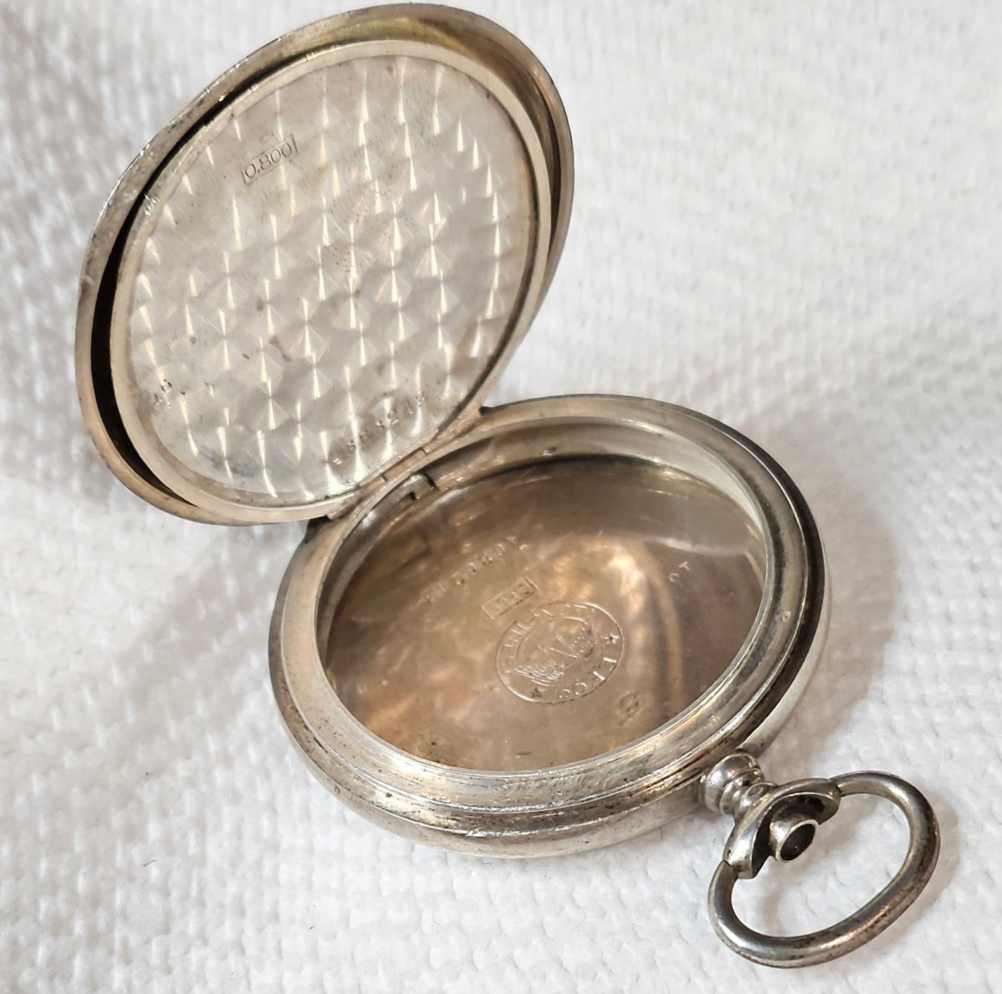 Vintage 16s Longines 800 Silver Hunter Pocket Watch Case
