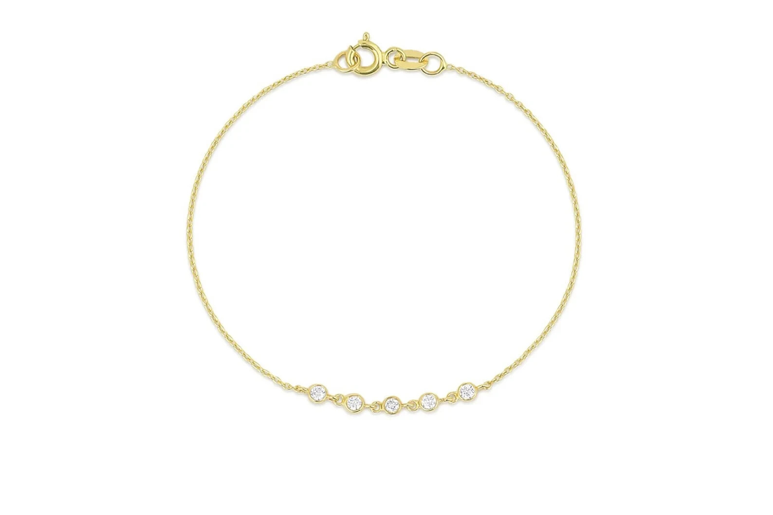 14K Yellow Gold 0.30Ct Round Cut Certified Natural GH/VS Diamond Chain Bracelet