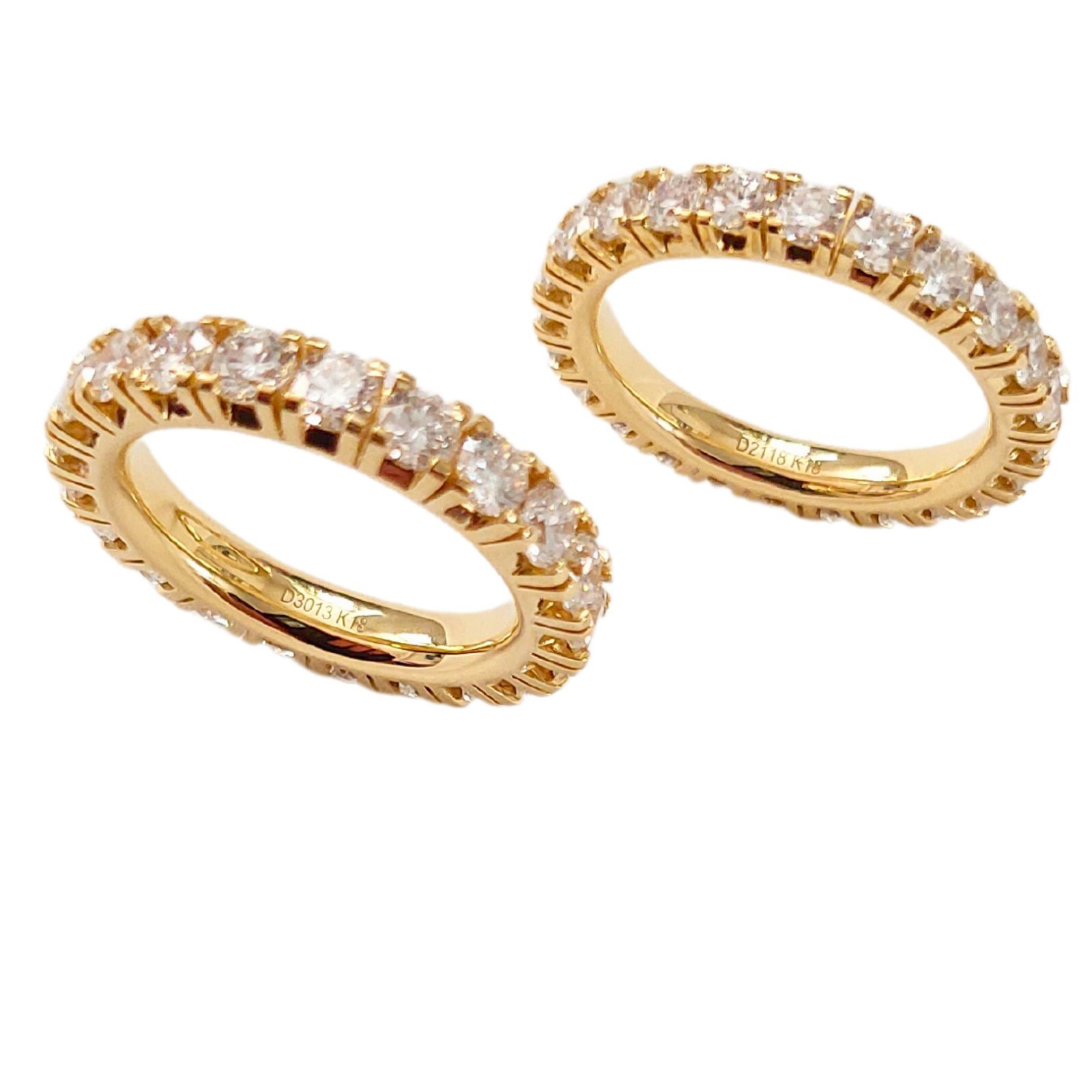 Memory Diamond Ring 3ct Yellow Gold 18K 750 Synthetic Made Eternity Lab