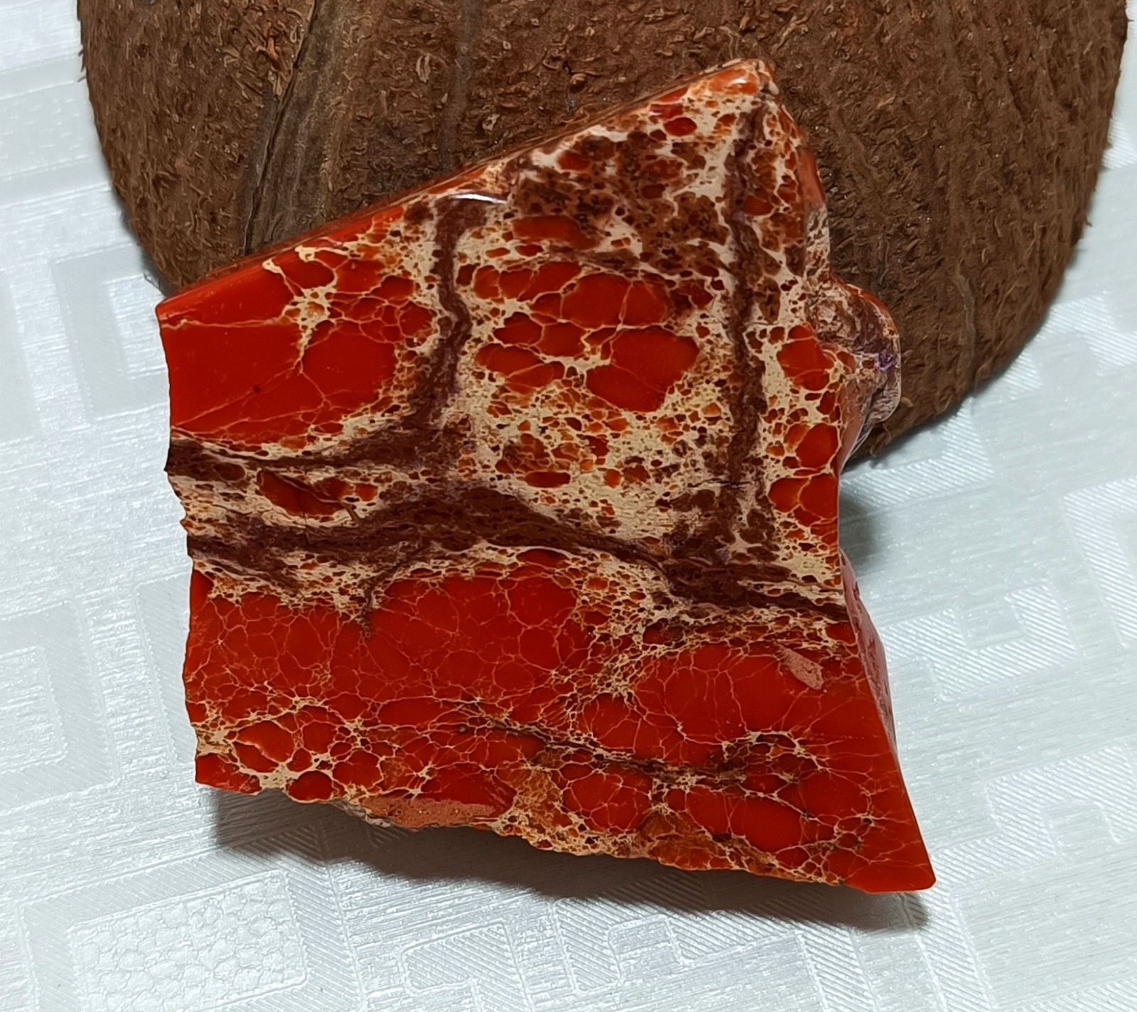 Certified Arizona Mine Orange Natural Turquoise Slab 142.95 Ct Loose Gemstone