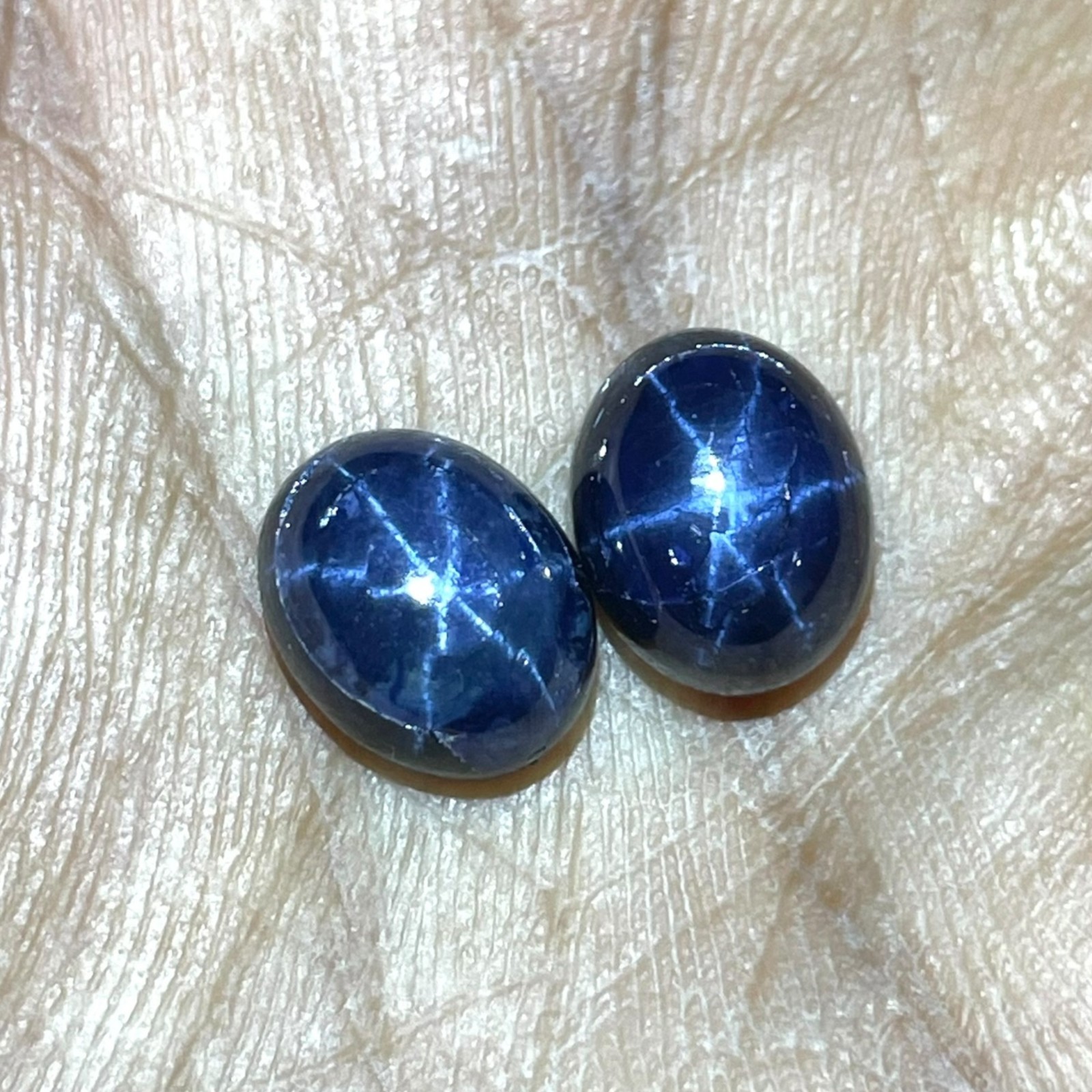 2 Pcs Natural Star Blue Sapphire 10x8mm Oval Loose Cabochon Gemstones Lot