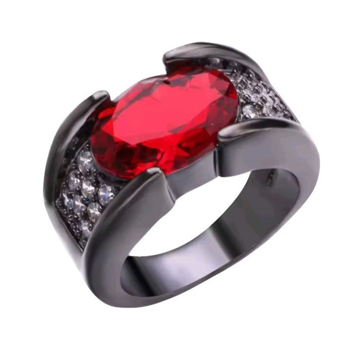 Enchanting Red Black Couple Ring His/Her Made for Lovers Valentine’s Day Edition