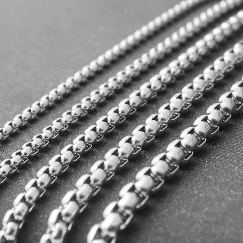 16-40″MEN Stainless Steel 2mm/3mm/4mm/5mm/7mm Silver Smooth Box Chain Necklace