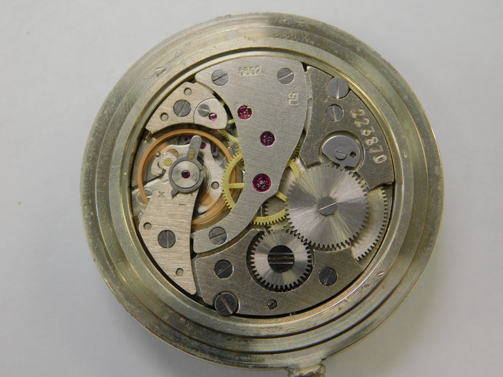 Vintage Serkisoff Soviet CCCP USSR Molnija 3602 Hand Wind Pocket Watch w/ Chain