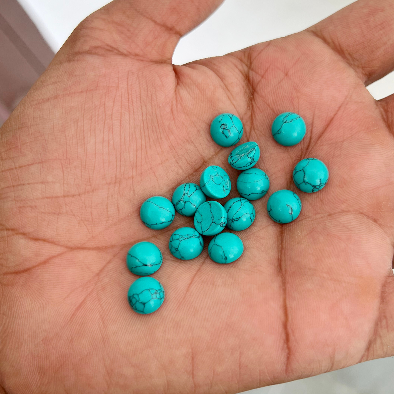 Synthetic Blue Turquoise Round 3 mm to 20 mm Cabochon Loose Gemstone Lot