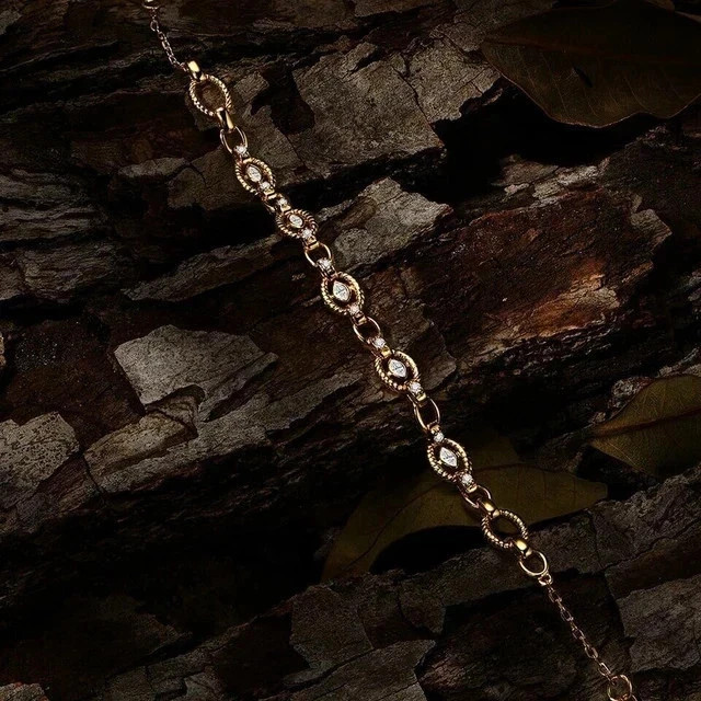 Womens Link Bracelet 7” Marquise Cut Simulated Diamond 925 Silver Yellow Plated