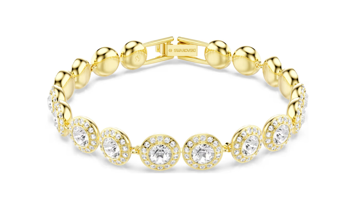 Swarovski Una Angelic Crystal Bracelet White Round Cut 18K Gold Tone Medium