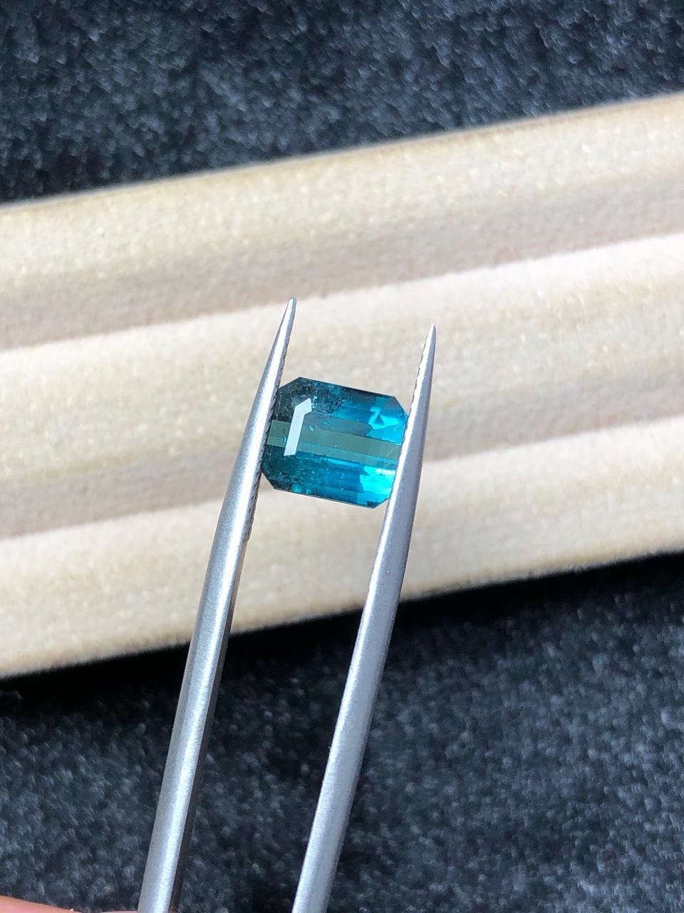 Natural 2.30 Ct Indicolite Blue Tourmaline Emerald Cut Loose Gem Afghanistan