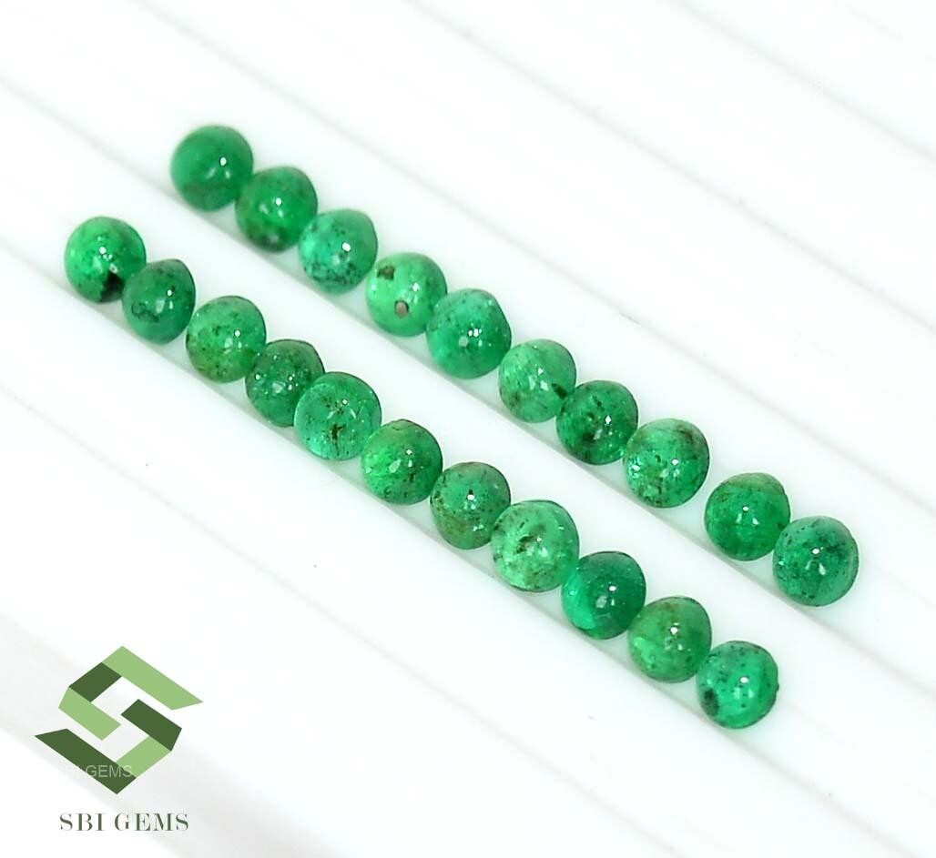 3x3x1.6 mm Natural Round Emerald Cabochon 21 Pcs Lot 2.50 Cts Loose Gemstones