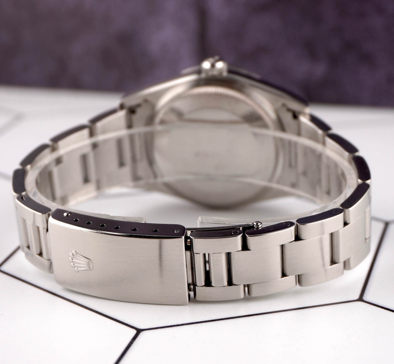 Rolex 34mm Oyster Perpetual Stainless Steel Oyster Purple Dial Watch 14000