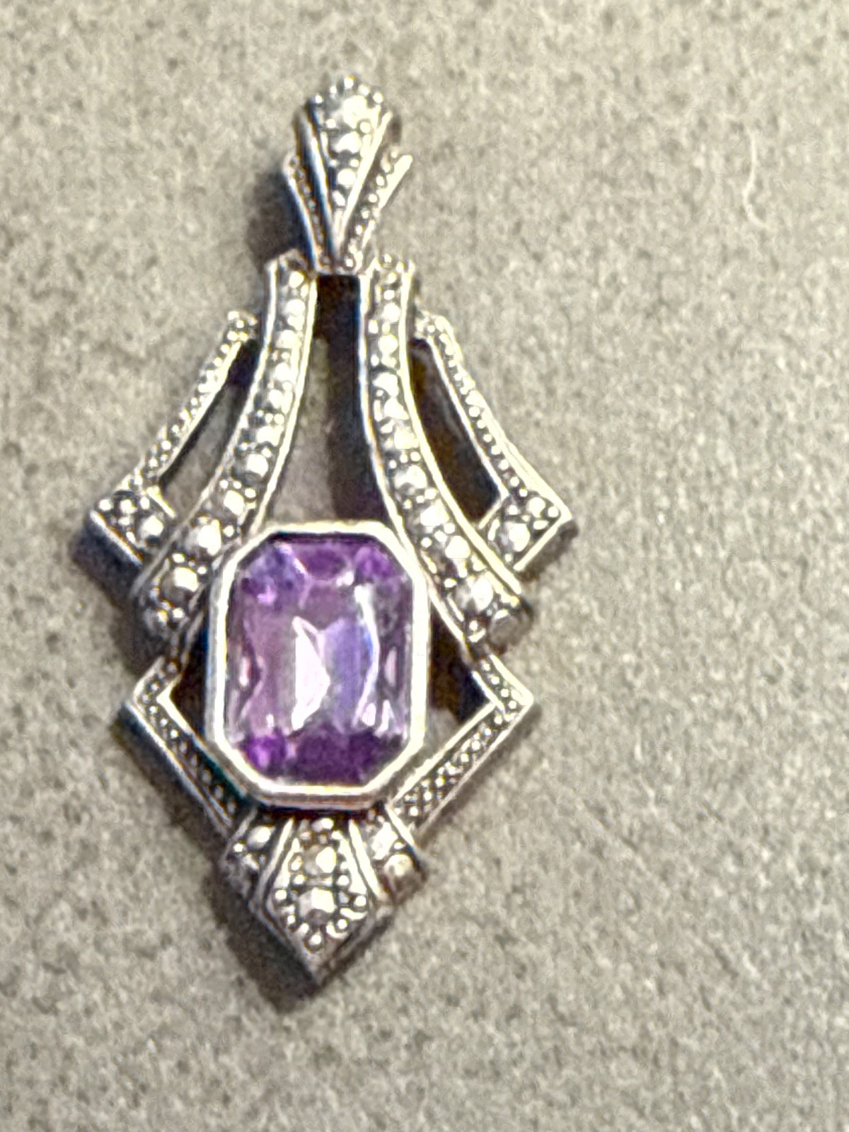 Art Deco Marcasite & Faux Amethyst Vintage AVON Necklace