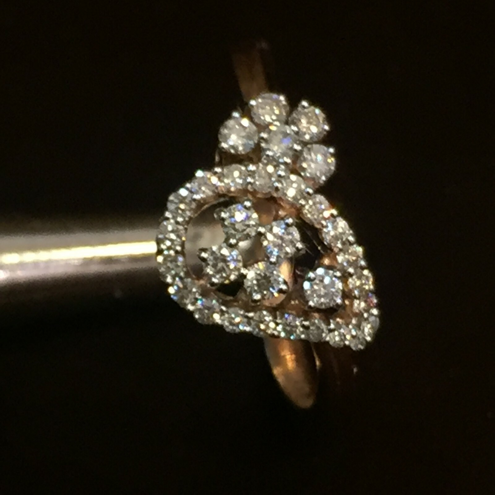 750 Stamped 18K Rose Gold 0.38 Cts Round Brilliant Cut Diamonds Anniversary Ring