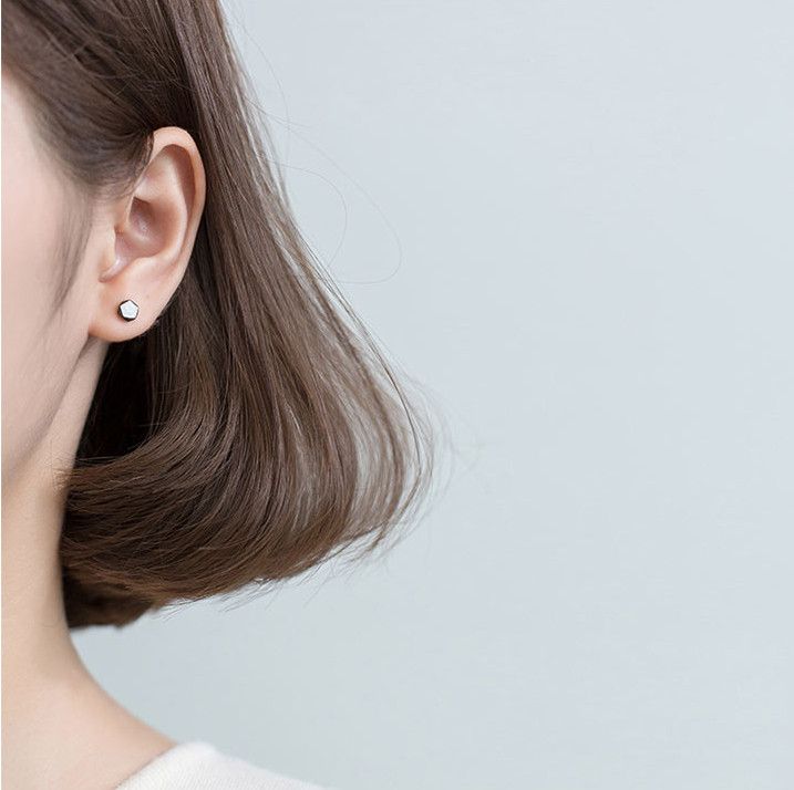 3mm 925 Sterling Silver Square Triangle Tiny Rivets Post Stud Earrings Gift PE18