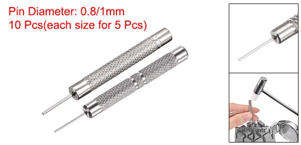 Watch Band Pin Punch 0.8/1mm Dia Watch Straps Link Pin Remover Tool 10 Pcs