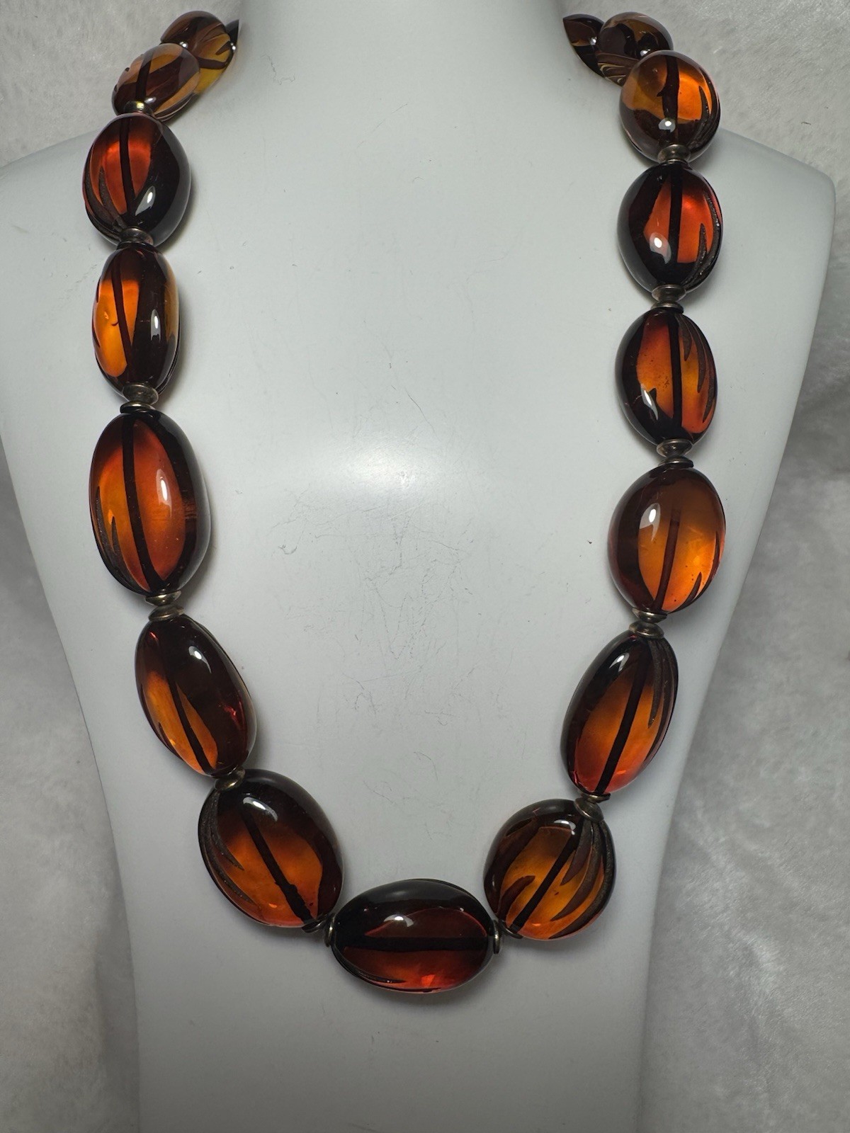 Natural Baltic Amber Bead Necklace – Large Polished Cognac Beads 56.37g 51cm